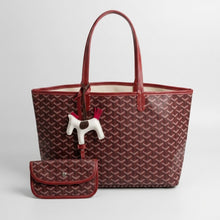 Load image into Gallery viewer, Burgundy Geometric Chevron Print Tote Pouch Set