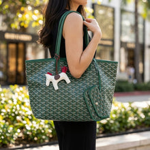 Load image into Gallery viewer, Green Geometric Chevron Print Tote and Pouch Set