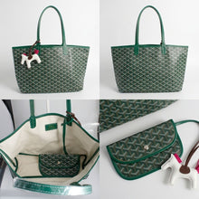 Load image into Gallery viewer, Green Geometric Chevron Print Tote and Pouch Set