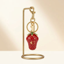 Load image into Gallery viewer, Red Enamel Strawberry C Logo Bag Charm Keychain