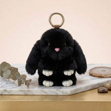 Load image into Gallery viewer, Fluffy Black Plush Bunny Keychain Bag Charm