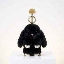 Load image into Gallery viewer, Fluffy Black Plush Bunny Keychain Bag Charm