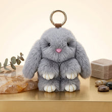 Load image into Gallery viewer, Fluffy Black Plush Bunny Keychain Bag Charm