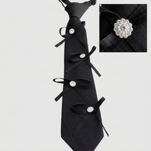 Load image into Gallery viewer, Black Rhinestone Ribbon Bow Necktie Necklace