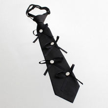 Load image into Gallery viewer, Black Rhinestone Ribbon Bow Necktie Necklace