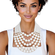 Load image into Gallery viewer, Pearl Bib Layered White Delicately Draped Necklace