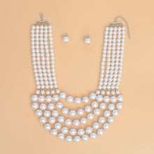 Load image into Gallery viewer, Pearl Bib Layered White Delicately Draped Necklace