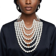 Load image into Gallery viewer, White Pearl Long Layer 6 Strand Chunky Necklace