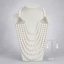 Load image into Gallery viewer, White Pearl Long Layer 6 Strand Chunky Necklace