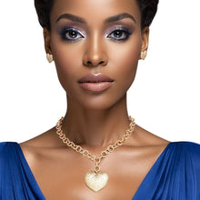 Load image into Gallery viewer, Pendant Gold Girly Patterned Puffy Heart Necklace