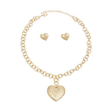 Load image into Gallery viewer, Pendant Gold Girly Patterned Puffy Heart Necklace