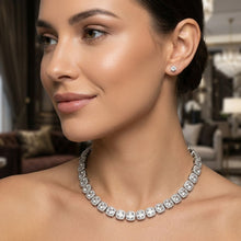 Load image into Gallery viewer, Tennis Silver Cushion Cut Crystal Luxe Necklace