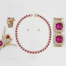 Load image into Gallery viewer, Tennis Pink Cushion Cut Crystal Halo Luxe Necklace