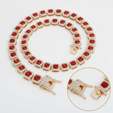Load image into Gallery viewer, Tennis Red Cushion Cut Crystal Halo Luxe Necklace