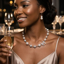 Load image into Gallery viewer, Parisian White Pearl Rhinestone Charm Necklace