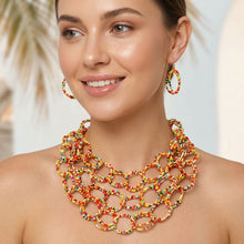 Load image into Gallery viewer, Bib Colorful Seed Bead Links Triple Layer Necklace