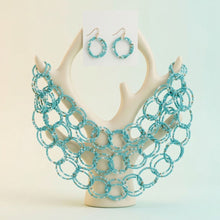 Load image into Gallery viewer, Bib Turquoise Seed Bead Link Triple Layer Necklace