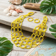 Load image into Gallery viewer, Bib Yellow Seed Bead Links Triple Layer Necklace