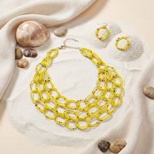 Load image into Gallery viewer, Bib Yellow Seed Bead Links Triple Layer Necklace