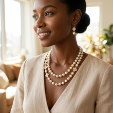 Load image into Gallery viewer, Cream Pearl Lucky Charm Layered Necklace Set