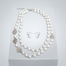 Load image into Gallery viewer, White Pearl Lucky Charm Layered Necklace Set