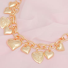 Load image into Gallery viewer, Charm Necklace Gold Puffy Heart Chain Set Women