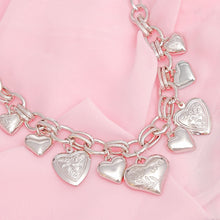 Load image into Gallery viewer, Charm Necklace Silver Puffy Heart Chain Set Women