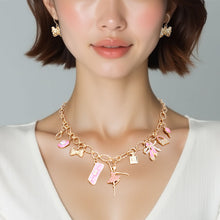 Load image into Gallery viewer, Charm Gold Pink Ballerina Boutique Charm Necklace