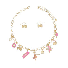 Load image into Gallery viewer, Charm Gold Pink Ballerina Boutique Charm Necklace