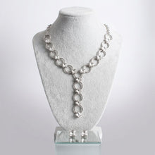 Load image into Gallery viewer, Y Silver Round Link Clear Glass Pyramid Necklace