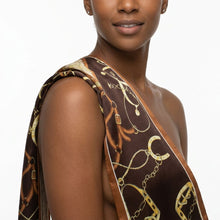 Load image into Gallery viewer, Brown Equestrian Chain Silky Skinny Scarf