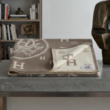 Load image into Gallery viewer, Faux Cashmere Brown Beige Motif Rectangle Scarf