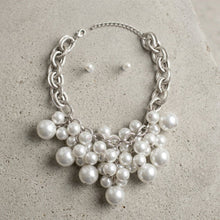 Load image into Gallery viewer, White Pearl Cluster Opulent Chunky Bib Necklace