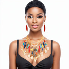 Load image into Gallery viewer, Necklace Gold Chain Ornamental Layered Fringe Set