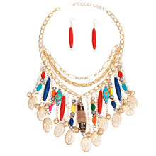 Load image into Gallery viewer, Necklace Gold Chain Ornamental Layered Fringe Set