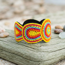 Load image into Gallery viewer, Cuff Tribal Mandala Vibrant Hand Beaded Bracelet