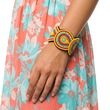 Load image into Gallery viewer, Cuff Tribal Mandala Vibrant Hand Beaded Bracelet