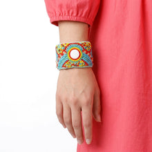 Load image into Gallery viewer, Cuff Boho Tribal Cabochon Turquoise Bead Bracelet