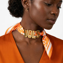 Load image into Gallery viewer, VOLS Gold Letter Charm Orange Scarf Bracelet