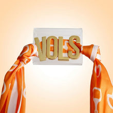 Load image into Gallery viewer, VOLS Gold Letter Charm Orange Scarf Bracelet