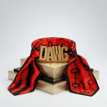 Load image into Gallery viewer, DAWG Gold Letter Charm Red Black Scarf Bracelet