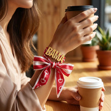 Load image into Gallery viewer, BAMA Gold Letter Charm Burgundy Scarf Bracelet
