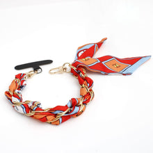 Load image into Gallery viewer, Phone Strap Red Woven Scarf Keychain Wristlet