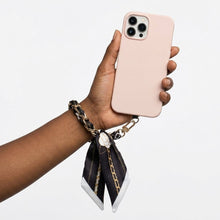 Load image into Gallery viewer, Phone Strap Black Woven Scarf Keychain Wristlet