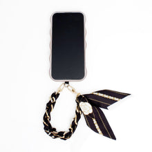 Load image into Gallery viewer, Phone Strap Black Woven Scarf Keychain Wristlet