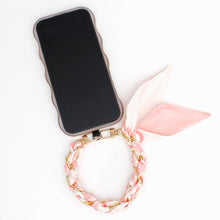 Load image into Gallery viewer, Phone Strap Pink Woven Scarf Keychain Wristlet