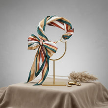 Load image into Gallery viewer, Horsebit Deep Green Striped Silky Scarf Necklace