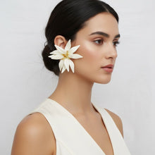 Load image into Gallery viewer, Stud Ivory Tropical Flower Oversized Earrings