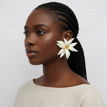 Load image into Gallery viewer, Stud Ivory Tropical Flower Oversized Earrings