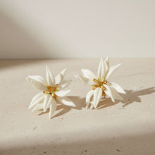 Load image into Gallery viewer, Stud Ivory Tropical Flower Oversized Earrings